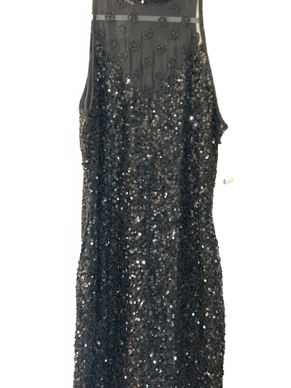 Black Silk Beaded Sheath Dress With Sequins- Elegant Evening Wear
